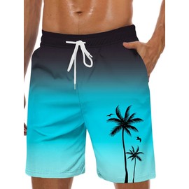 MARZXIN Swimming Shorts Men's Quick-Drying Swimming Trunks for Men with Mesh Lining Board Shorts Long Beach Shorts Breathable Swimming Trunks Boys Beach Volleyball Surfing S-3XL, Black Blue Coconut