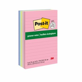 Post-it® Greener Notes, 4 in. x 6 in., Sweet Sprinkles Collection, Lined, 5 Pads/Pack