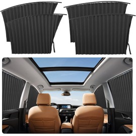 4 Pcs Car Side Window Sun Shades - Car Magnetic Track Blinds Curtains, Car Window Curtains, Car Summer Sunshade Accessories, Protecting Infant Sleep Privacy Sun Shades（Black）