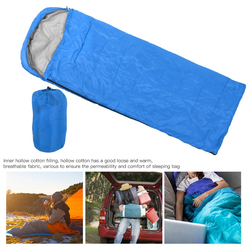 Adult Outdoor Envelope Sleeping Bag with Hood Waterproof for Camping