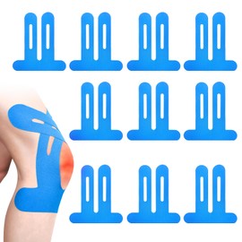 LUMOOM Pack of 10 Precut Kinesiotapes Knee, Elastic Physio Tape for Knee Pain, Waterproof & Pre-Cut Kinesiology Tape for Sports (Blue)