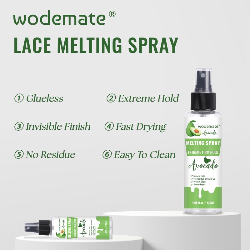 wodemate Lace Melting Spray for GlueLess Wigs, Extreme Hold Melting