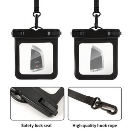 2 Pack Waterproof Key Pouch for Swimming,Waterproof Pouch Wallet with D Buckle and Lanyard for Credit Card ID Entry Remote Badge Cash Driver License Water Sports (Black Pink)