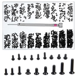 Ymapinc Tiny Micro Screw Kit with Screwdriver,500Pcs 1.2/1.4/2.0MM Black Screws for Laptop, Eyeglass Sunglasses & Watch Repair Screws Watch Repair Kit