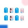 Spring Summer Press on Nails Short Square Fake Nails Blue