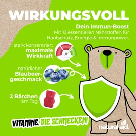Multivitamin Gummies – Vitamin Gummibärchen mit A-Z Vitamine – VEGAN [hochdosiert] Vitamin Gummies mit Blaubeergeschmack, 1 Bärchen am Tag (2 Monats-Vorrat) mit Vitamin D, D3, C, E, B, B6, B12 & Zink