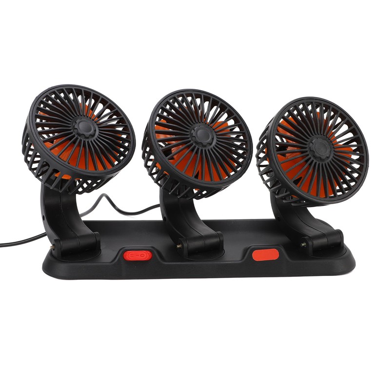 Three Head Car Fan 2 Speed Adjustable 360 Degree Rotation