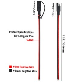 WMYCONGCONG 3 PCS 14AWG SAE Extension Cable with Cap SAE Quick Disconnect Plug SAE Power Automotive Extension Cable for Motorcycle Car Tractor