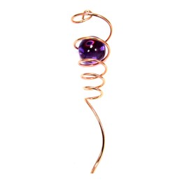WorldaWhirl Wind Spinner Stabilizer Gazing Ball Spiral Tail Cyclone Yard Twister (Copper Wire, Purple Glass Orb)