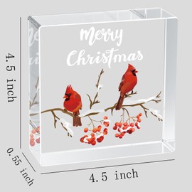 Christmas Table Decorations Christmas Decor Indoor Home Room Cardinals Acrylic Sign Rustic Shelf Desk Decor Season Sign House Warming Gifts 4.5 x 4.5 Inch