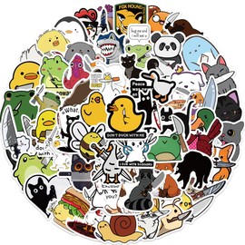 Pack of 50 Cartoon Animals Stickers Car Laptop Phone Guitar Skateboard Motorcycle Bicycle Cartoon Animals Stickers Set Vinyl Waterproof Aesthetic Stickers for Teenagers Children Adults