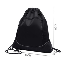 QIHUAN 1 Piece Drawstring Sports Backpack with 1 Piece Ball Mesh Bag, Adjustable Drawstring Backpack, Fitness Clothing Bag, Travel Organizer Bag, Large Capacity Sports Drawstring Bag (Black)