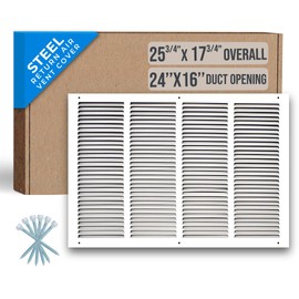 Fits 24x16 Duct Opening | Steel Return Air Grille by Handua | Vent Cover Grill for Sidewall and Ceiling | White | HVAC Cold Air Intake Grille | Outer Dimensions: 25.75"W X 17.75"