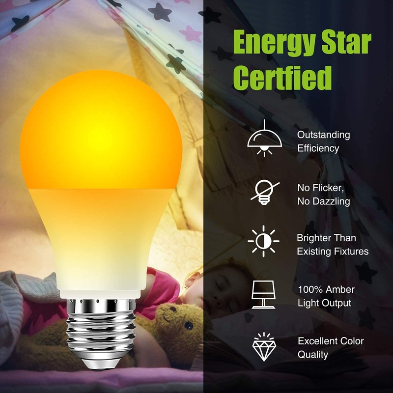 Neporal Amber Light Bulbs 9W, Soft Warm Sleep Light Bulbs