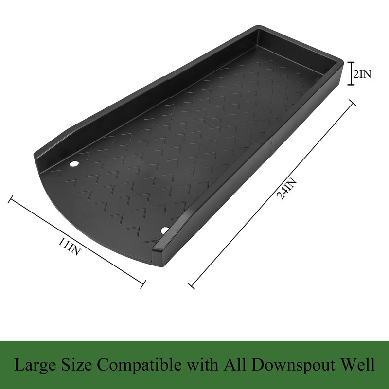 Jamphaza Splash Block for Gutter Downspout Extensions, 24" Rainwater Extender,