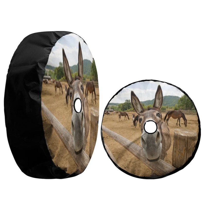 Foruidea Funny Donkey Spare Tire Cover with Backup Camera Hole