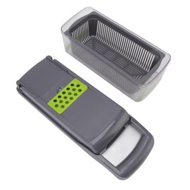 Vegetable Chopper, Spiralizer Vegetable Slicer, Vegetable Fruit Chopper Cutter Food Chopper Onion Chopper with Container Kitchen Diced Vegetable Artifact Gray