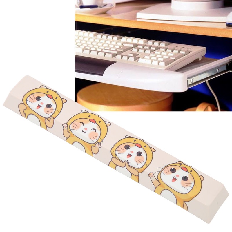Spacebar Keycap PBT Cute Cartoon Cat Pattern DIY Universal Mechanical