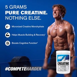 GAT SPORT 100% Monohidrato de creatina en polvo - 500 gr - 100 porciones - Para hombres y mujeres - Sin Sabor - 100'% Creatina Micronizada de alta pur