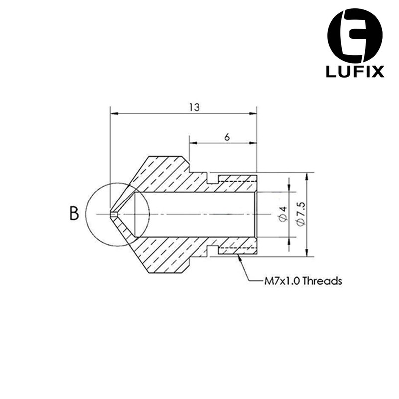 Lufix MK10 Nozzle Brass 0.2 to 1.0 mm for 1.75