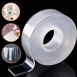 Double-Sided Tape, Transparent, Super Strong, High Viscosity, Non-marking, Waterproof, Heat Resistant, Reusable, Washable, DIY, Anti-slip, Anti-slip, Fixed, Multi-functional, Free Size, Home, Office,