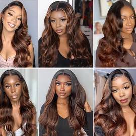 26 28 30 inch Ombre Human Hair Brown Body Wave Bundles #30 Highlight Three Tone Dark Brown 300g
