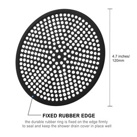 Hair Catcher Shower Drain Cover, 304 Stainless Steel Shower Stall Drain Strainer, Bathtub Hair Stopper, Bathroom Hair Trap Floor Drain Protector, Flat Sink Strainer, Matte Black 4.7 Inches Round