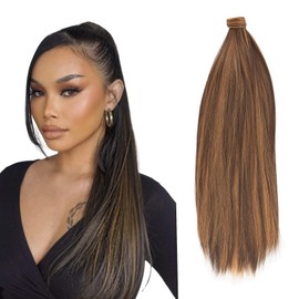 JJstar 70cm Straight Ponytail Extension, Clip-in Wrap Around Synthetic Hairpiece for Women