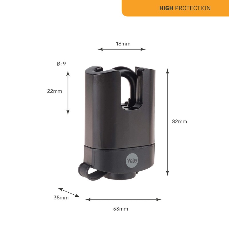 Weatherproof padlock with protected bow 53 mm Yale