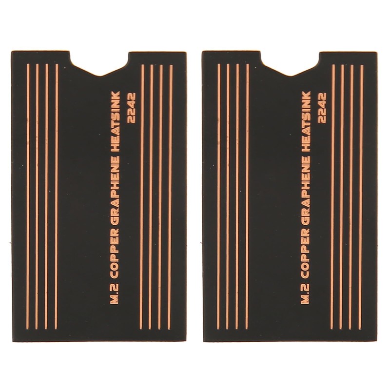 2Pcs M.2 SSD Heatsink, Brass Graphene 2242 SSD Thermal Pad,