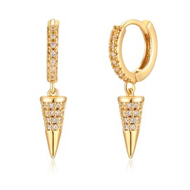 WEARON Gold Huggie Hoop Earrings for Women 14k Gold Plated Spike Drop Dangle Earrings Hypoallergenic Jewelry Gifts