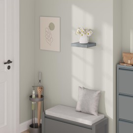 WOLTU Wall Shelf, Floating Shelf, Shelf with Metal Bracket, Invisible Mounting, for Kitchen, Bathroom, Living Room, Bedroom, Made of MDF, High Gloss Grey, 25 x 22.9 x 3.8 cm