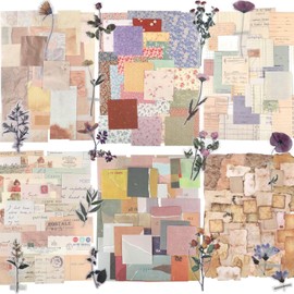 445 PCS Vintage Scrapbook Paper Journaling Scrapbooking Supplies Kit, Aesthetic Decorative Craft Paper DIY Paper with 40 Sheet Flowers Stickers for Bullet Journals Junk Journal Planners