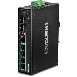 TrendNET 6-port Gigabit PoE+ Switch Hardened Industrial, TI-PG62 (Hardened Industrial 5 Gigabit, 1 shared SFP, 1 dedicated SFP)