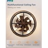 23" Black Gold Caged Low Profile Ceiling Fan with Light