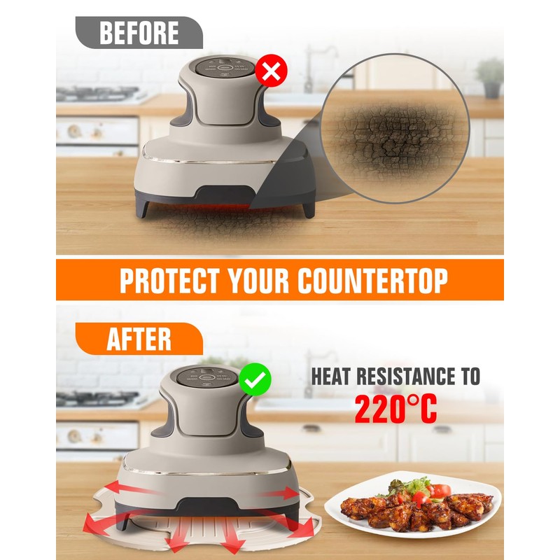 2-PCS Air Fryer Heat Resistant Mat & Splatter Shield for