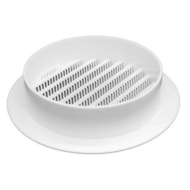 5 Inch / 125 mm Vent Cover White - Round Soffit Vent - Air Vent Louver - Grille Cover - Built-in Fly Screen Mesh - HVAC Ventilation (5'' Inch, Plastic - White)