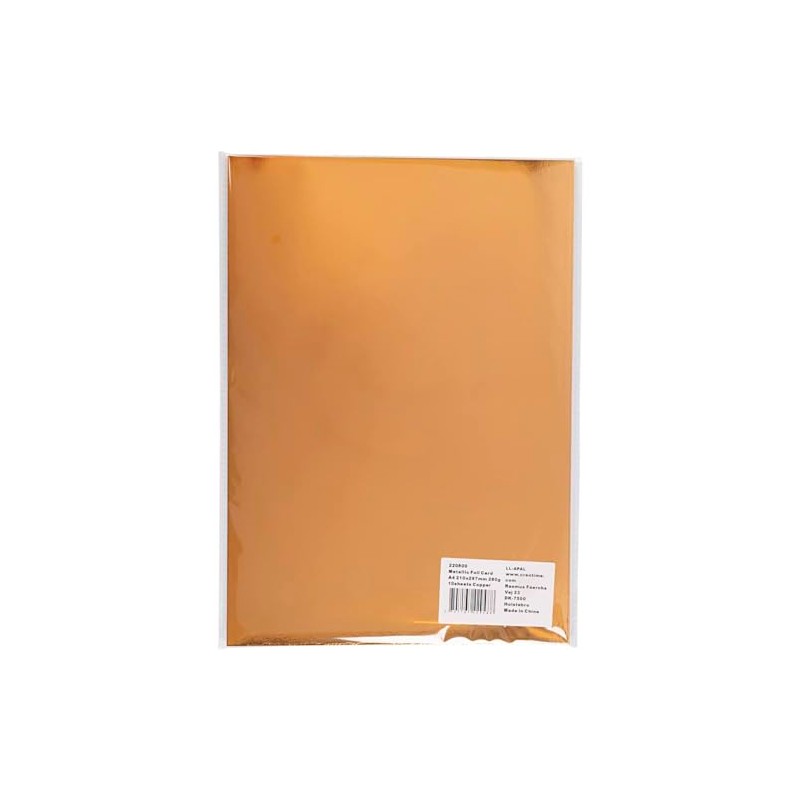 Metallic Foil Card, A4 21x30 cm, 280 g, copper, 10sheets
