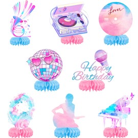 8 Pcs Set Music Theme Party Decoration Supplies, Pop Music Singer Birthday Party Decoration ，Birthday Party Table Honeycomb Decorations, Centerpiece Table Party Supplies Dinner, Honeycomb Ornament