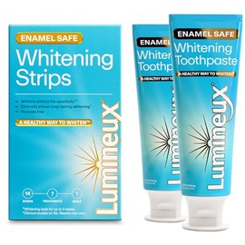 Lumineux- Una forma saludable de blanquear los dientes: las tiras blanqueadoras de dientes y la pasta de dientes Lumineux ayudan a eliminar las manchas difíciles sin causar sensibilidad, proporcionánd