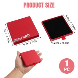 BIVOFU 1 Piece Jewellery Gift Box, Paper Jewellery Display Gift Boxes, 9 x 9 x 1.7 cm - Paper Display for Necklaces, Earrings, Rings - Stylish Gift Packaging (Red)