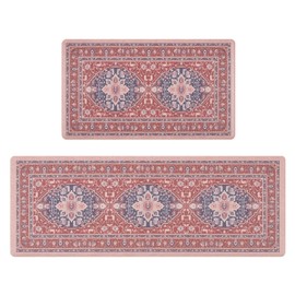 FRESHMINT Anti Fatigue Kitchen Mats Set 2 PCS, Waterproof & Non-Skid Medallion Kitchen Rugs, Cushioned Kitchen Floor Mats for Standing Washable Comfort Kitchen Runners for Lanudry, Office, Sink