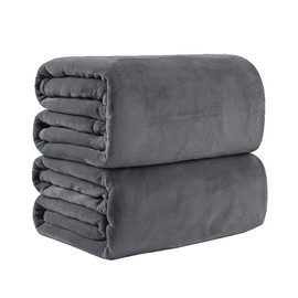 Pagnanno. Flannel Fleece Mink Throw Pack of 2 - Sofa/Bedspread/travel Blankets –Super Soft, light-weighted, Warm, Cosy Large Size – Many colours (Charcoal, King 200x240cm (2 Pack))