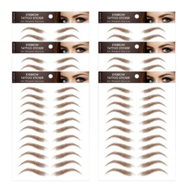 6 Sheets 4D Hair-Like Eyebrow Sticker Waterproof Eyebrow Sticker 4D Temporary Eyebrow Tattoo Sticker Waterproof Eyebrow Tattoos for Women and Girls