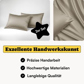 Seralino Lyocell Kissenbezug 40x80 Beige Taupe (2er Set) | 100% Tencel Kopfkissenbezug 40x80 | hochwertige Kissenhülle| Reißverschluss | Oeko-Tex | Atmungsaktiv | Allergiker Kissenbezüge