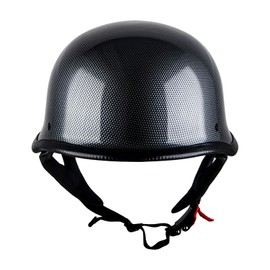 1Storm Novelty Motorcycle Half Face Helmet Open German Style DOT Approved: HKY602 Fiber Black