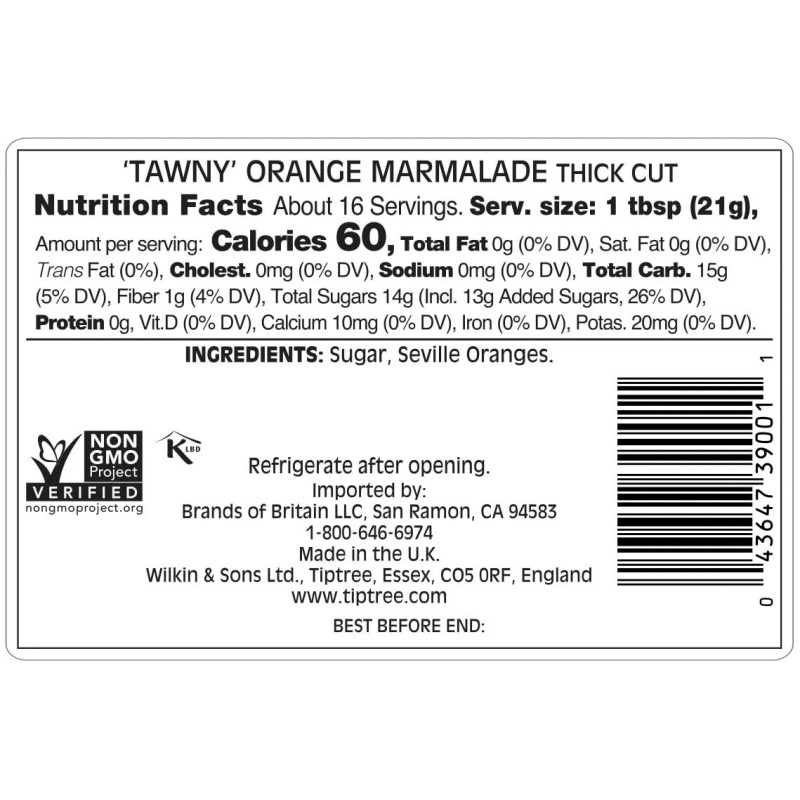 Tiptree Tawny Orange Marmalade, 12 Ounce Jar