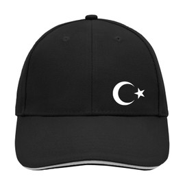 huuraa Cappy Hat Turkey Flag Crescent Moon and Star Gift Unisex Cap Turkey Flag Gift Idea, Black/Light Grey