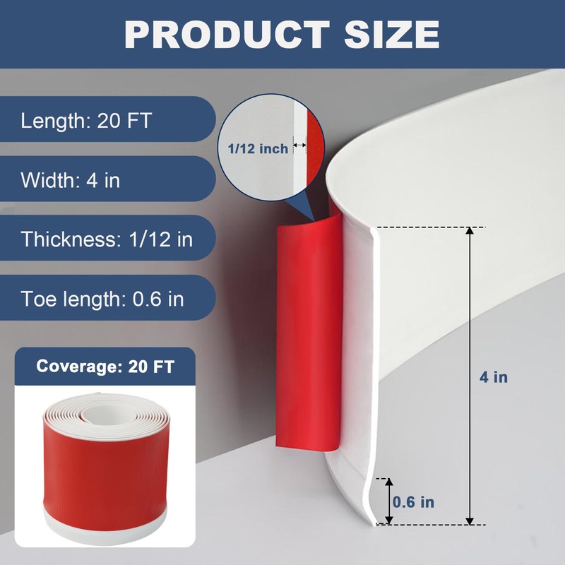 DSGL Flexible Baseboard Molding Trim, 4 in x 20 Ft