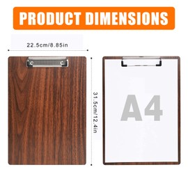 A4 Clipboard,5 Pack Wooden Clipboards Folders Clip Board with Low Profile Clip and Hanging Hole